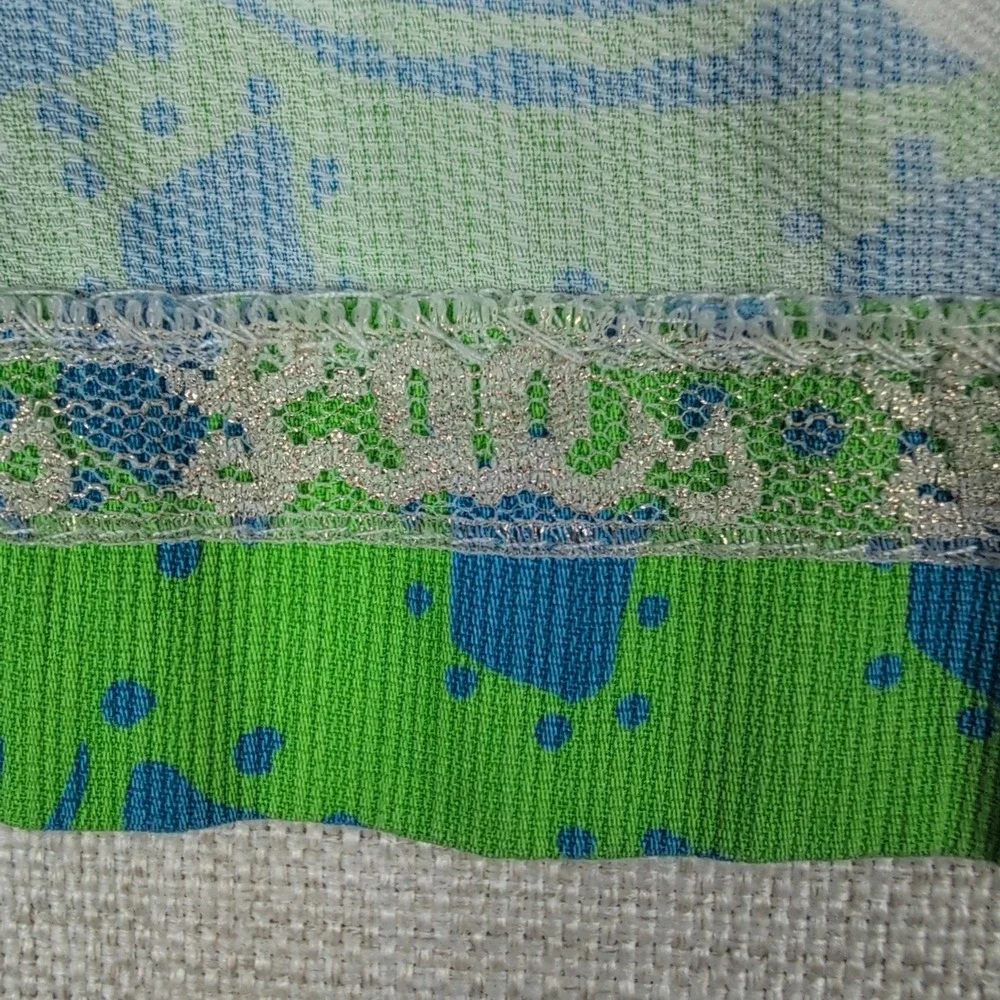 Lilly Pulitzer Girls 10 First Impression Lion Shift Dress Green Blue Lace Tie